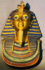 Vintage Egyptian Chalkware KING TUT Headdress/Mask/Bust/Faceplate Wall Art 4X6” picture