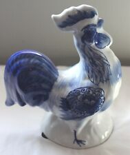 VINTAGE DELFT LARGE BLUE & WHITE #4 ROOSTER FARM COUNTRYSIDE 8