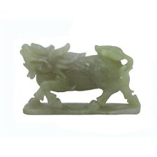Detail Chinese Hand Carved Natural Jade Lucky Feng Shui Kirin Statue n456 picture