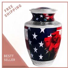 American Flag Adult Large Cremation Urn for Human Ashes with Velvet Bag picture