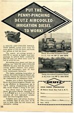 1957 small Print Ad of Deutz Air-Cooled Irrigation Diesel Engine Pump picture