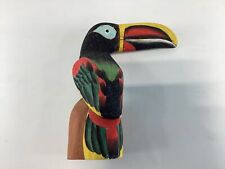 Multicolor Hand Carved Hand Painted Balsa Wood Vintage Parrot Statue EUC picture