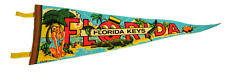 🌴  Rare Souvenir Pennant FLORIDA Keys Bathing Beauty Alligator Wall Hanger picture