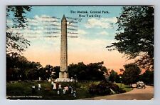 New York City, Central Park, The Obelisk, Flower Beds, Vintage c1918 Postcard picture