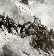 Conquering The Alps WW1 Print 1917 Drawing Up Battery In A Storm SmDwC6 picture