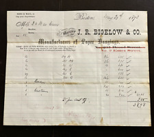 ATQ 1873 J.R. Bigelow & Co Billhead Manufacturers of Paper Hangings Boston MA picture