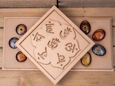 CHAKRA Crystals in Crystal Grid Board Wooden Box, Om Namaste - Self Care, E1755 picture