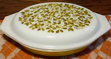 Pyrex Verde pastel olive Green Divided Oval Casserole Dish 1.5 Qt with lid picture