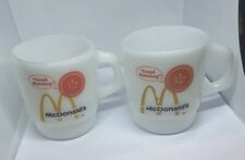 Vintage pair Mc Donalds white orange mugs stackable 3 by 4 inch no chips picture