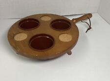 Vintage Enesco Wood tray with plastic cups picture