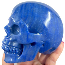 Large Blue Aventurine Skull Hollow Jaw Crystal Skull Carving 1181g picture