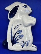 Vintage Dedham Pottery Blue White Crackle Glaze Easter Rabbit Bunny Spoon Rest picture
