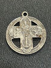 Antique Sterling Silver 4 Way Cross Medal Charm Catholic picture