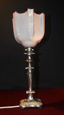 Vintage 1930s art deco silver-plated table lamp hand-moulded tinted glass shade picture
