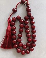  Islamic Prayer Cherry Ottoman Bakelite Amber Rosary.15x15mm.33 beads.Tasbih picture