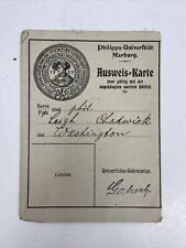 1920's German Philipps Marburg University ID Card Vintage Antique Ephemera picture