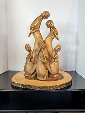 African Folk Art Wood Carving Sculpture Family Playing Flutes Music 15