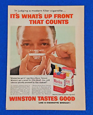 VINTAGE 1958 WINSTON CIGARETTE ORIGINAL COLOR PRINT AD 