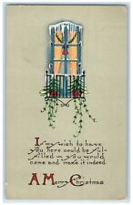1924 Merry Christmas Bell On Window Westhope North Dakota ND Vintage Postcard picture