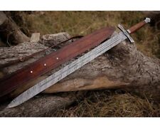WILD CUSTOM HANDMADE 32 INCHES LONG IN DAMASCUS STEEL BEAUTIFUL HUNTING SWORD picture