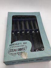 Vintage Japan stainless steak knives in box faux horn picture