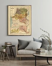 1896 Map| Congo Democratic Republic| Carte du Congo Belge Map Size: 18 inches x picture