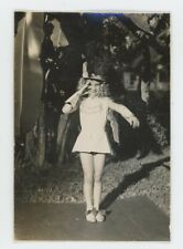 Vintage Photo Snapshot Adorable Tap Dancing Majorette Little Girl Saluting 1930s picture