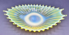 Fostoria Heirloom Yellow Vaseline Opalescent Glass Oval Bowl - 9