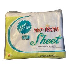 Vintage New in Pkg Kmart No-iron White King Fitted Sheet 78