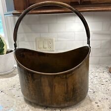 Large Antique ARTS &CRAFTS Copper BASKET Hand-Forged & Hammered With Handle picture