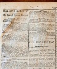 ABRAHAM LINCOLN ASSASSINATION FUNERAL 1865 Newspaper SECRETE SOCIETY COLORDS picture