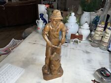 VINTAGE WOOD CARVING- WOODCUTTER CHOPPING WOOD- 15” TALL CREACIONES CORTINA  picture