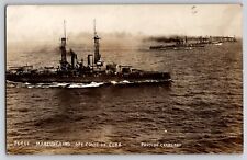 Atlantic Fleet Off Cuba Coast Battleship USS TEXAS RPPC Photo Postcard WWI WW1 picture