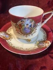 Vintage Royal Halsey L & M Dark Pink Fine China Footed Tea Cup and Saucer picture