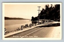 RPPC Hood Canal WA-Washington, Highway Along Canal c1941 Vintage Postcard picture