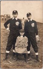 c1910s BASEBALL Real Photo RPPC Postcard BASEBALL PLAYERS Uniform / Little Boy picture