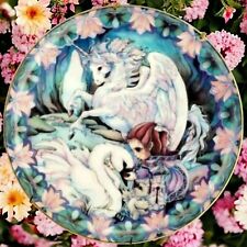 Jodie Bergsma Only with the Heart Unicorn Swan Elf 1990 ART Plate And Holder  picture