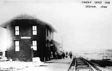Dedham Iowa~CM&StP RR Depot c1908~Passengers on Platform~1970s Real Photo~RPPC picture