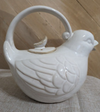 World Market Bird Shaped Teapot White Glazed Pottery, 5 Cup (40 oz) picture