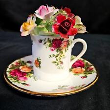 VTG 1962 Royal Albert Old Country Roses England Bone China Cup & Plate Figurine picture
