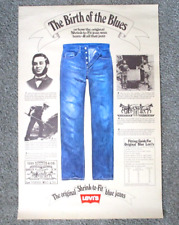 Vintage 90'S LEVI'S Blue Jeans Advertising Poster 