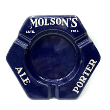 Vintage MOLSON'S Ale Porter BEER Porcelain ADVERTISING Enamel ASHTRAY Promo BAR picture