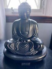 Vintage Metal Chinese Amitabha Buddha With Wooden Pedestal.  picture