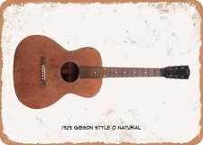 Guitar Art - 1929 Gibson Style O Natural Pencil Drawing - Rusty Look Metal Sign picture