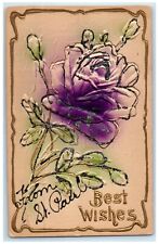 c1910 Best Wishes St. Paul Minnesota Embossed Airbrush Glitter Vintage Postcard picture