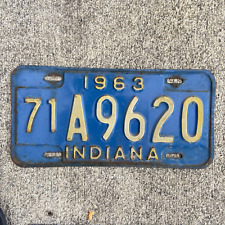 Vintage 1963 Indiana License Plate 71 A 9620 IND-63 Blue picture