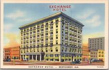 Montgomery, Alabama Postcard EXCHANGE HOTEL Street View / Curteich Linen 1937 picture