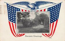 Patriotic Greetings, 1918 World War I Patriotic Postcard with an Eagle & 2 Flags picture
