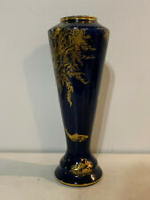 Antique George Jones Cobalt Blue Porcelain Vase w/ Gold Fish Sea Shells Coral De picture