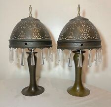 pair of antique ornate patinated bonze Austrian reticulated electric table lamps picture